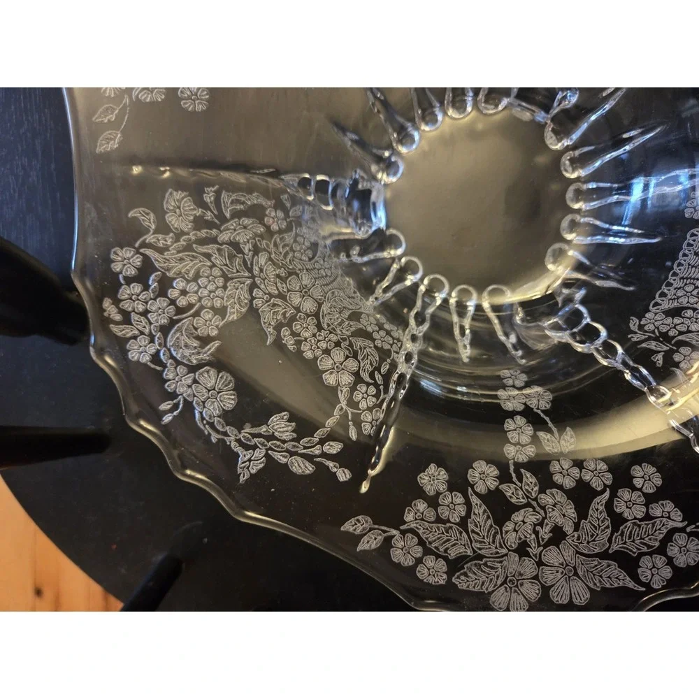 VTG Martinsville Bowl Clear Etched Glass 10
